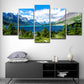 St Mary Lake Scenery Canvas Art Modern Multi-Piece Family Room Wall Decor in Sky Blue Clearhalo 'Art Gallery' 'Canvas Art' 'Contemporary Art Gallery' 'Modern' Arts' 1615387