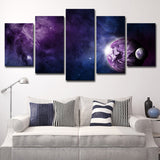 Outer Space Canvas Art Kids Style Vast Milky Way Wall Decoration in Purple-Black Purple