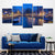 Amsterdam Canal Wall Art Decor for Home Night View Canvas Print in Blue, Multi-Piece Blue Clearhalo 'Art Gallery' 'Canvas Art' 'Contemporary Art Gallery' 'Modern' Arts' 1615421