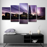 Canvas Purple Wall Art Global Inspired River Thames at Night Wall Decor for Bedroom Purple Clearhalo 'Art Gallery' 'Canvas Art' 'Contemporary Art Gallery' 'Modern' Arts' 1615428