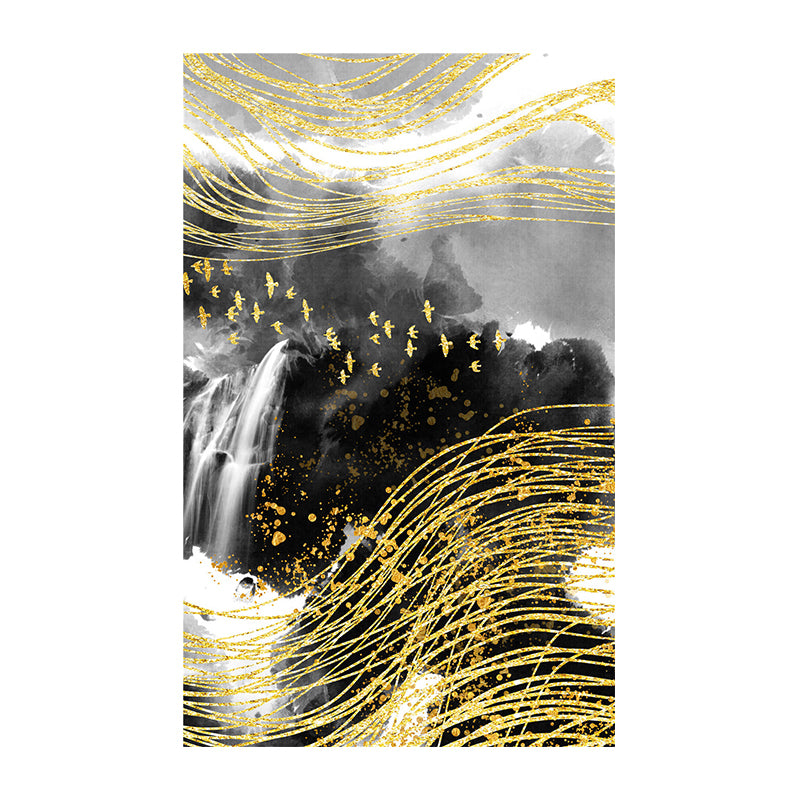 Mountain Landscape Wall Art Set Glam Unique Scenery Canvas Print in Gold for Corridor Clearhalo 'Arts' 'Canvas Art' 1615452