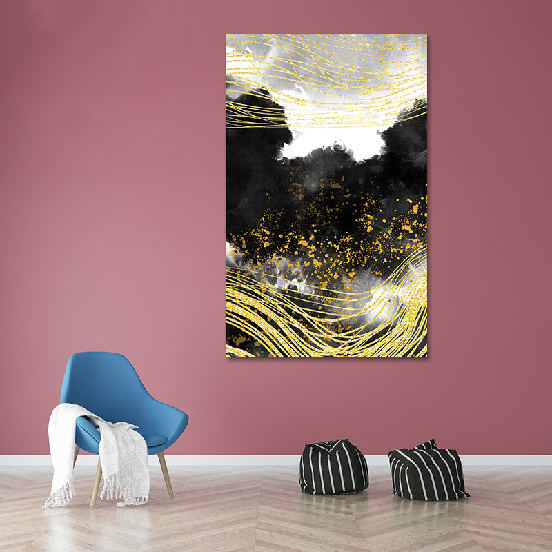 Mountain Landscape Wall Art Set Glam Unique Scenery Canvas Print in Gold for Corridor - Gold - Design 2 - Clearhalo - 'Arts' - 'Canvas Art' - 1615456