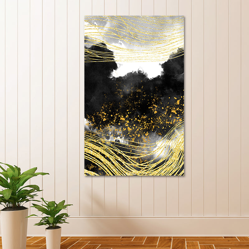 Mountain Landscape Wall Art Set Glam Unique Scenery Canvas Print in Gold for Corridor Clearhalo 'Arts' 'Canvas Art' 1615457