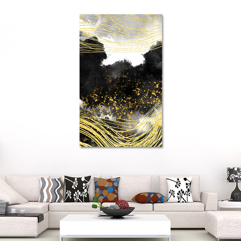 Mountain Landscape Wall Art Set Glam Unique Scenery Canvas Print in Gold for Corridor Clearhalo 'Arts' 'Canvas Art' 1615458