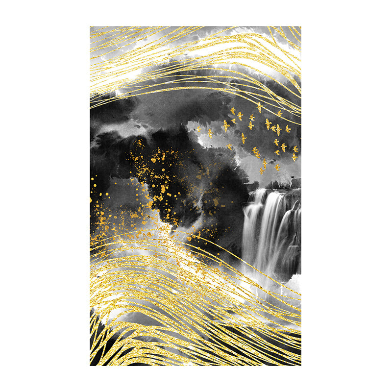 Mountain Landscape Wall Art Set Glam Unique Scenery Canvas Print in Gold for Corridor Clearhalo 'Arts' 'Canvas Art' 1615466