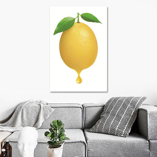 Simplicity Lemon Canvas Print in Yellow on White Living Room Wall Art, Textured Yellow Clearhalo 'Art Gallery' 'Canvas Art' 'Contemporary Art Gallery' 'Modern' Arts' 1615470