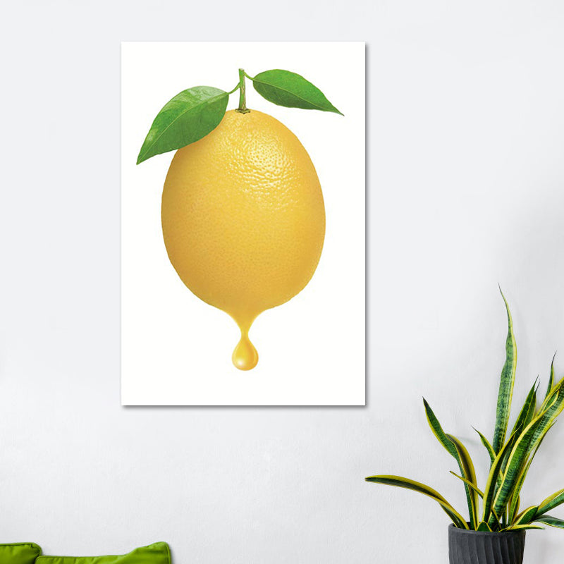 Simplicity Lemon Canvas Print in Yellow on White Living Room Wall Art, Textured Clearhalo 'Art Gallery' 'Canvas Art' 'Contemporary Art Gallery' 'Modern' Arts' 1615471