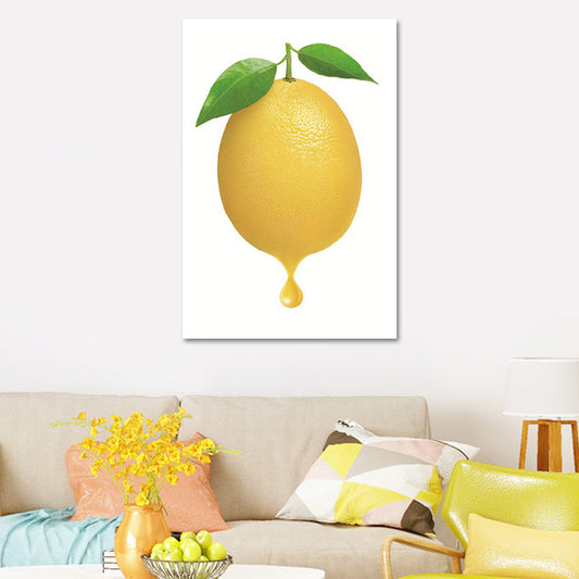 Simplicity Lemon Canvas Print in Yellow on White Living Room Wall Art, Textured Clearhalo 'Art Gallery' 'Canvas Art' 'Contemporary Art Gallery' 'Modern' Arts' 1615472