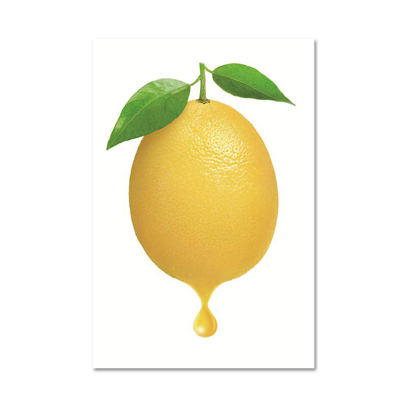 Simplicity Lemon Canvas Print in Yellow on White Living Room Wall Art, Textured Clearhalo 'Art Gallery' 'Canvas Art' 'Contemporary Art Gallery' 'Modern' Arts' 1615473