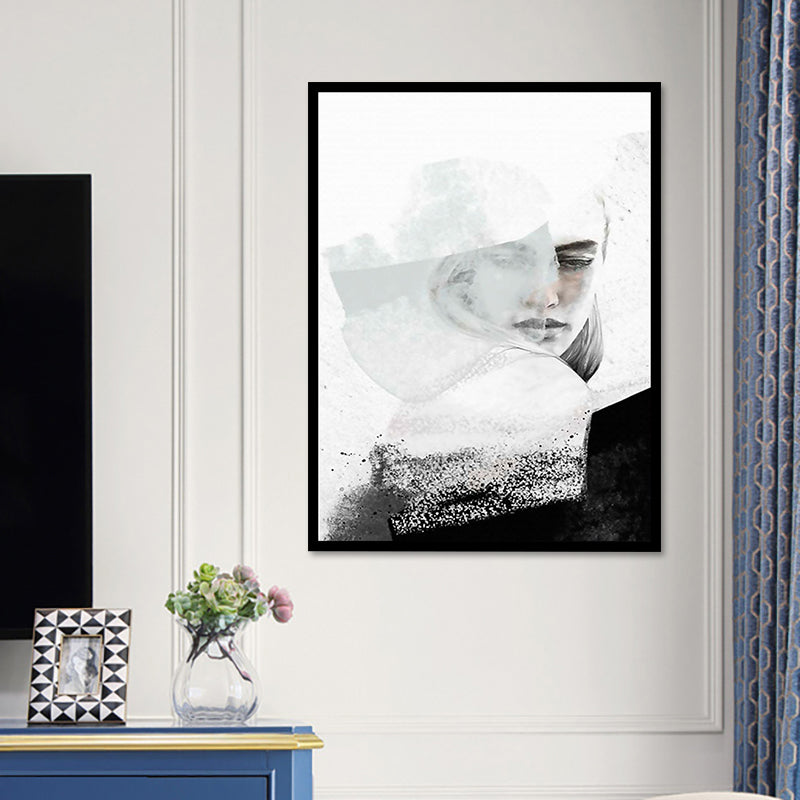 Vintage Woman Wrapped Canvas Dark Color Textured Wall Art Decor for Girls Bedroom Clearhalo 'Arts' 'Canvas Art' 1615485