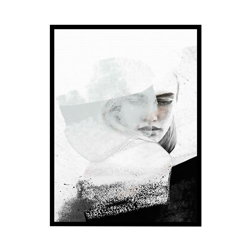 Vintage Woman Wrapped Canvas Dark Color Textured Wall Art Decor for Girls Bedroom Clearhalo 'Arts' 'Canvas Art' 1615487