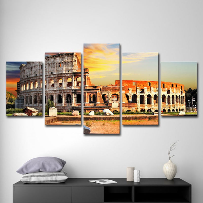 Modern Cultural Relic Wall Art Decor Orange Roman Colosseum Scenery Canvas Print Clearhalo 'Arts' 'Canvas Art' 1615504