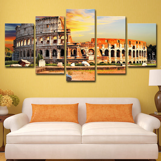 Modern Cultural Relic Wall Art Decor Orange Roman Colosseum Scenery Canvas Print - Clearhalo - 'Arts' - 'Canvas Art' - 1615505