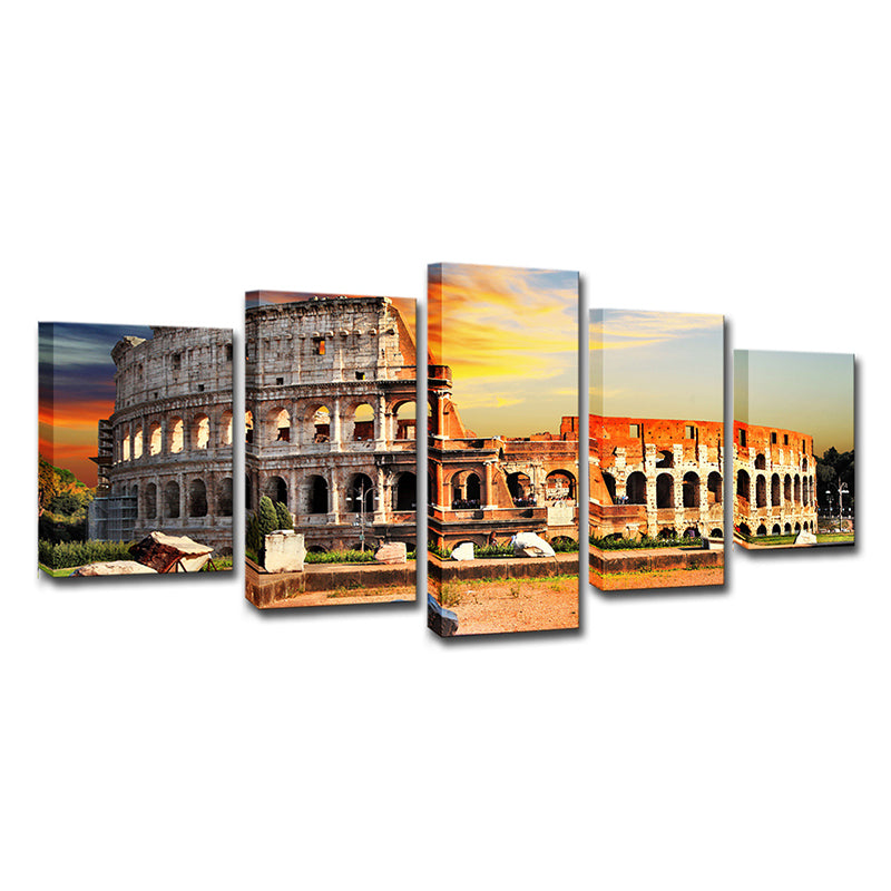 Modern Cultural Relic Wall Art Decor Orange Roman Colosseum Scenery Canvas Print Clearhalo 'Arts' 'Canvas Art' 1615506