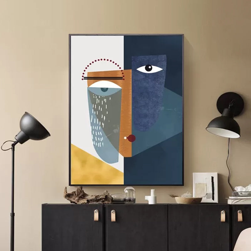 Modern Abstract Face Wall Art Canvas Textured Pastel Color Wall Decoration for Home Clearhalo 'Art Gallery' 'Canvas Art' 'Contemporary Art Gallery' 'Modern' Arts' 1615516