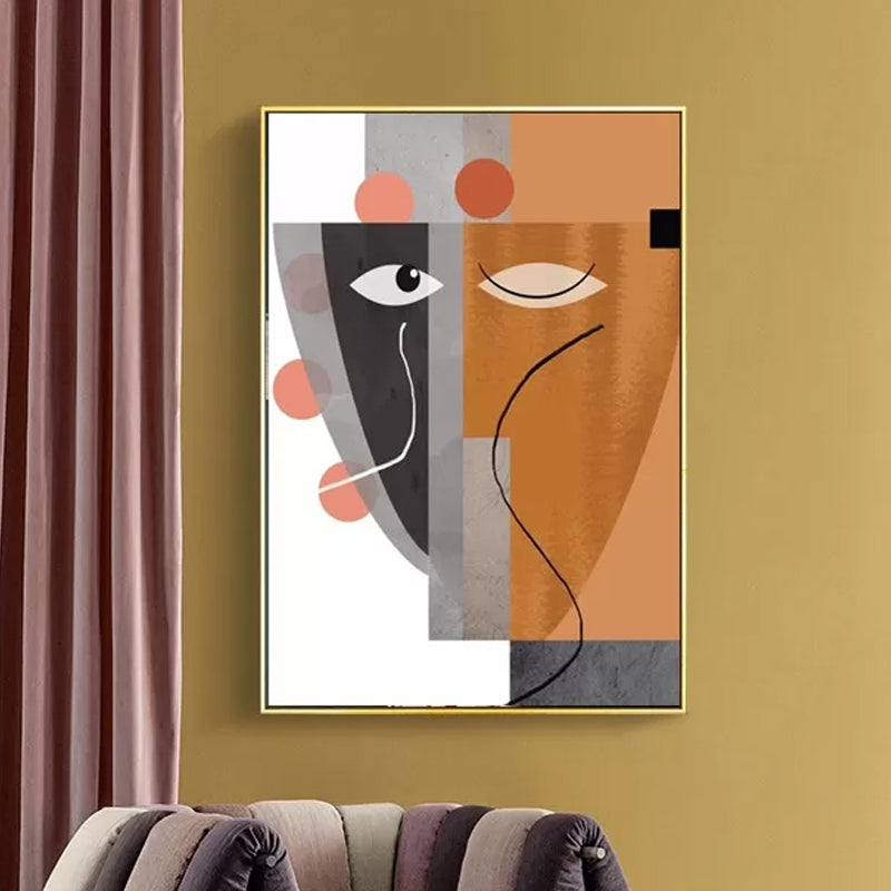 Modern Abstract Face Wall Art Canvas Textured Pastel Color Wall Decoration for Home Yellow Clearhalo 'Art Gallery' 'Canvas Art' 'Contemporary Art Gallery' 'Modern' Arts' 1615522