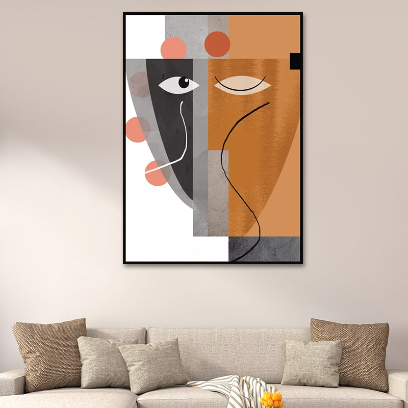 Modern Abstract Face Wall Art Canvas Textured Pastel Color Wall Decoration for Home Clearhalo 'Art Gallery' 'Canvas Art' 'Contemporary Art Gallery' 'Modern' Arts' 1615523