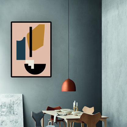 Geometrical Shapes Canvas Textured Nordic Dining Room Wall Art in Pink-Yellow Pink Clearhalo 'Arts' 'Canvas Art' 1615536