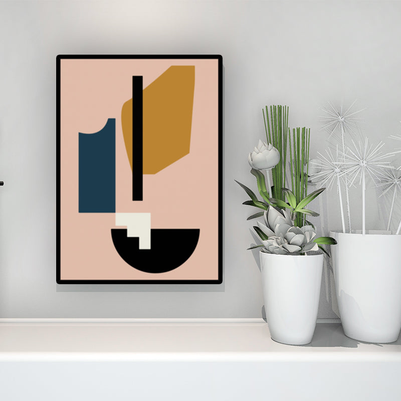 Geometrical Shapes Canvas Textured Nordic Dining Room Wall Art in Pink-Yellow Clearhalo 'Arts' 'Canvas Art' 1615537