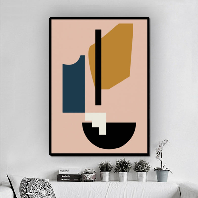 Geometrical Shapes Canvas Textured Nordic Dining Room Wall Art in Pink-Yellow Clearhalo 'Arts' 'Canvas Art' 1615538