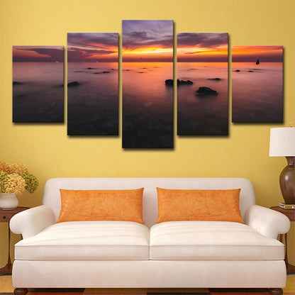 Orange Sunset Glow Wall Decor Multiple-Piece Glam House Interior Canvas Wall Art Orange Clearhalo 'Arts' 'Canvas Art' 1615550