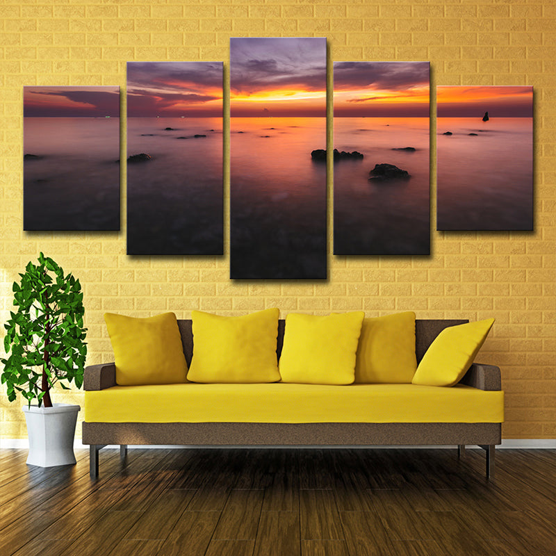 Orange Sunset Glow Wall Decor Multiple-Piece Glam House Interior Canvas Wall Art Clearhalo 'Arts' 'Canvas Art' 1615551