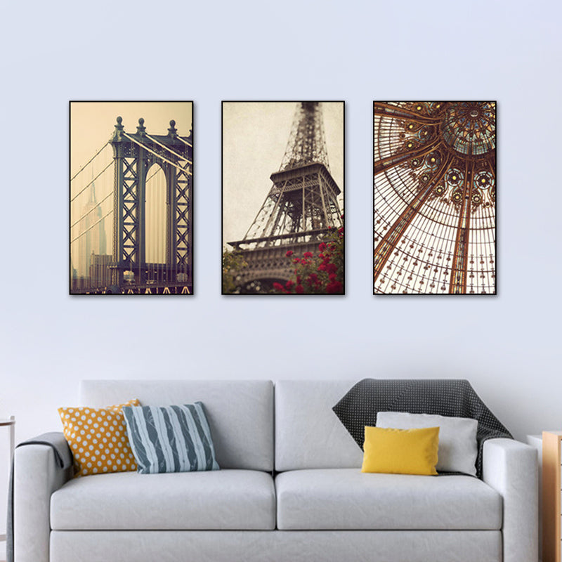 Global Inspired Landmarks Canvas Print Brown Architecture Wall Art Set for Bedroom Clearhalo 'Art Gallery' 'Canvas Art' 'Contemporary Art Gallery' 'Modern' Arts' 1615600