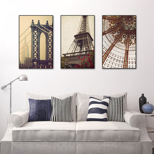 Global Inspired Landmarks Canvas Print Brown Architecture Wall Art Set for Bedroom Clearhalo 'Art Gallery' 'Canvas Art' 'Contemporary Art Gallery' 'Modern' Arts' 1615601