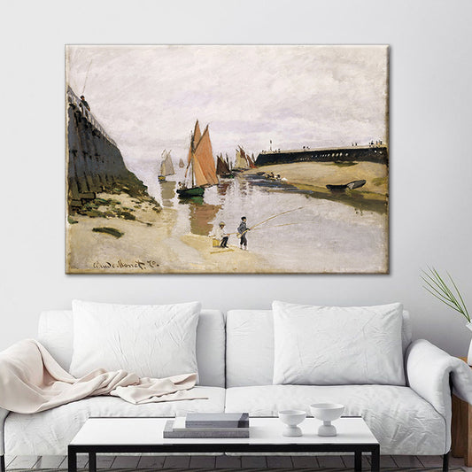Modern Fishing Painting Wall Art Yellow-White Textured Canvas Print for Living Room Yellow Clearhalo 'Art Gallery' 'Canvas Art' 'Contemporary Art Gallery' 'Modern' Arts' 1615632