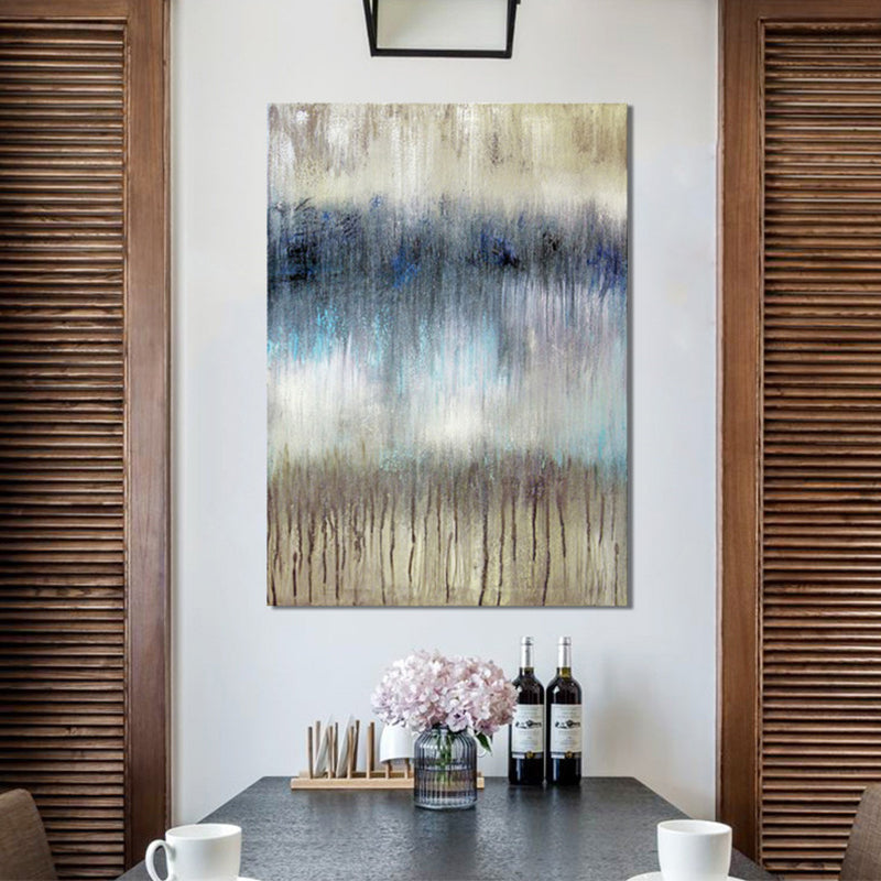 Abstract Painting Wall Decor Black and Brown Modernist Canvas Art for Dining Room Blue 24" x 31" Clearhalo 'Art Gallery' 'Canvas Art' 'Contemporary Art Gallery' 'Modern' Arts' 1615644
