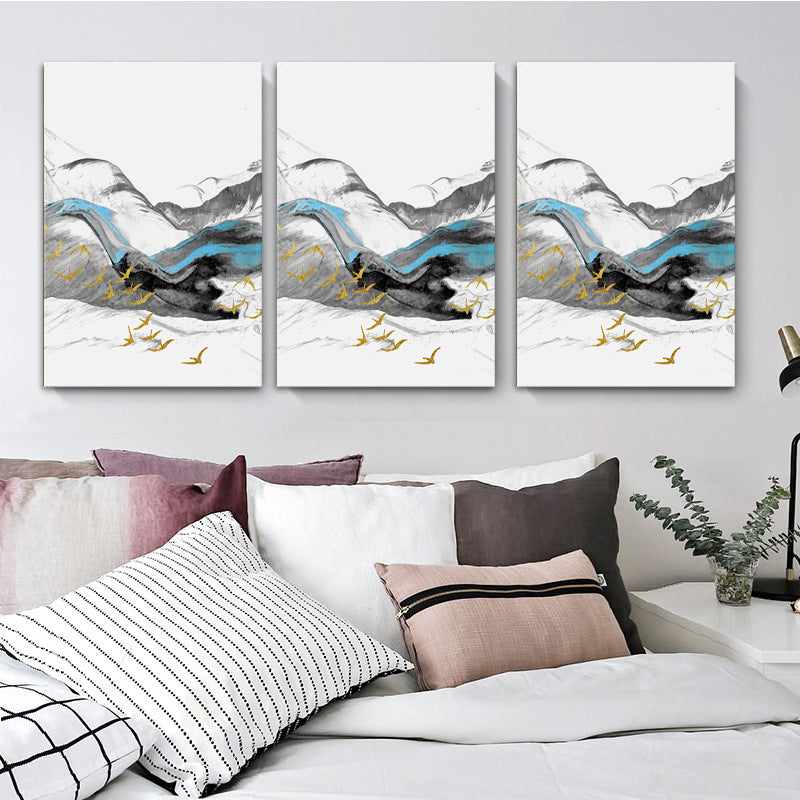 Bird Flying over Mountains Painting Textured Modernism Dining Room Wall Art Decor Clearhalo 'Art Gallery' 'Canvas Art' 'Contemporary Art Gallery' 'Modern' Arts' 1615651