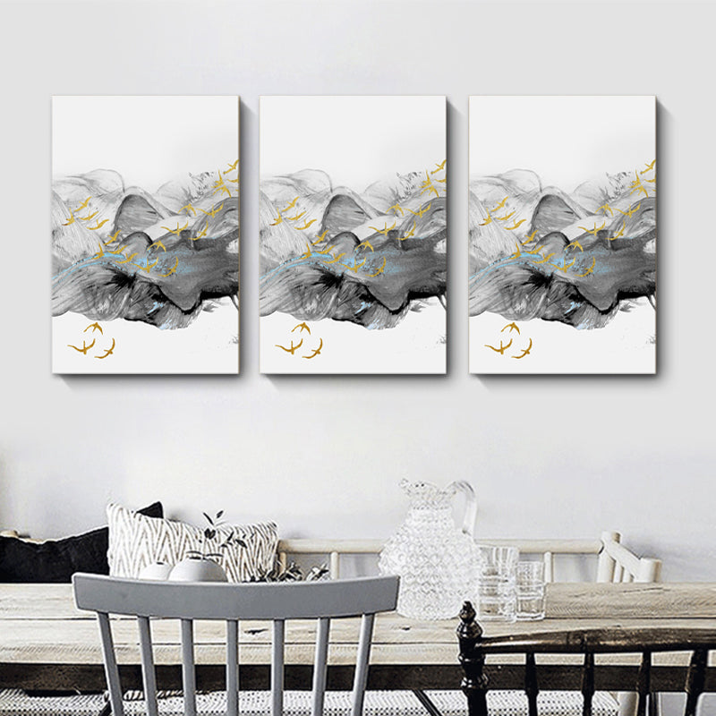 Bird Flying over Mountains Painting Textured Modernism Dining Room Wall Art Decor Clearhalo 'Art Gallery' 'Canvas Art' 'Contemporary Art Gallery' 'Modern' Arts' 1615659