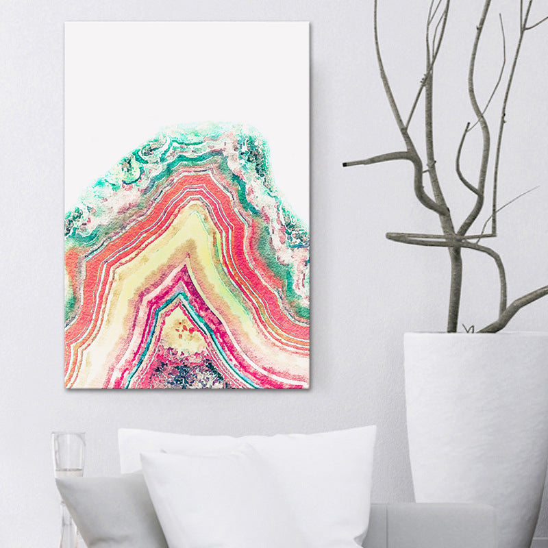 Agate Canvas Wall Art for Home Geometric Painting in Multi-Color, Texture-Surface Pink Clearhalo 'Art Gallery' 'Canvas Art' 'Contemporary Art Gallery' 'Modern' Arts' 1615673