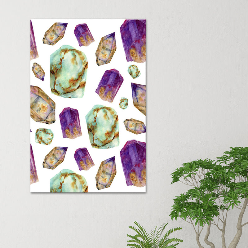 Agate Canvas Wall Art for Home Geometric Painting in Multi-Color, Texture-Surface Green Clearhalo 'Art Gallery' 'Canvas Art' 'Contemporary Art Gallery' 'Modern' Arts' 1615681