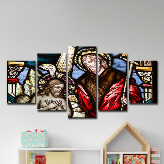Red Baptism Canvas Art Religion Contemporary Multiple-Piece Wall Decoration for Bedroom - Clearhalo - 'Arts' - 'Canvas Art' - 1615691
