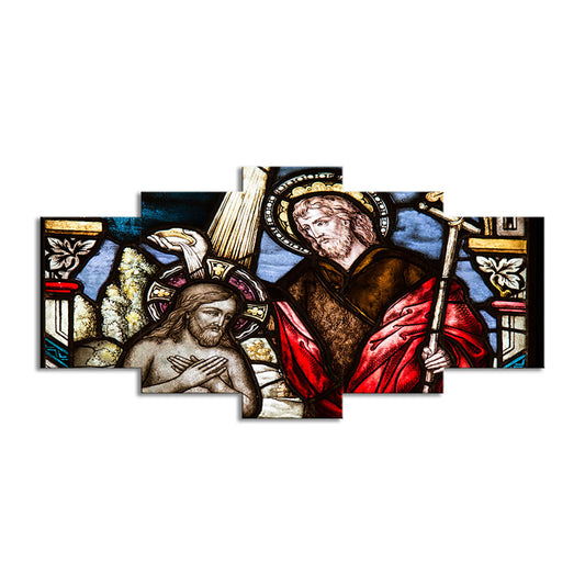 Red Baptism Canvas Art Religion Contemporary Multiple-Piece Wall Decoration for Bedroom - Clearhalo - 'Arts' - 'Canvas Art' - 1615692