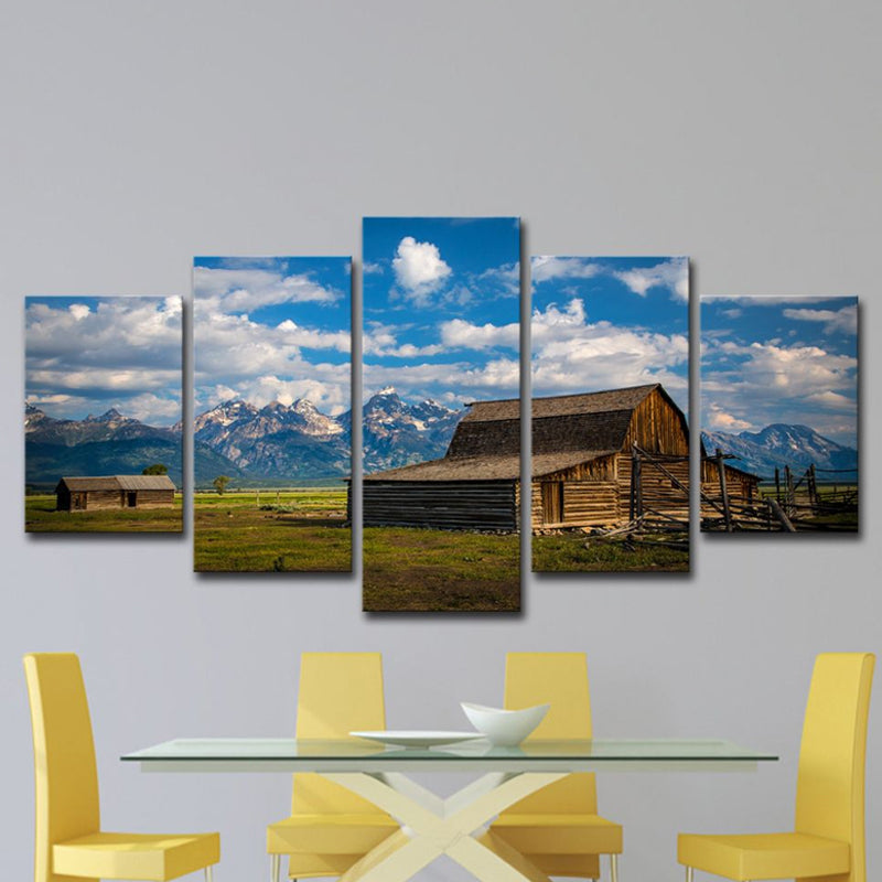 Multi-Piece Barn Scenery Wall Art Canvas Contemporary Wall Decor for Family Room Clearhalo 'Art Gallery' 'Canvas Art' 'Contemporary Art Gallery' 'Modern' Arts' 1615805