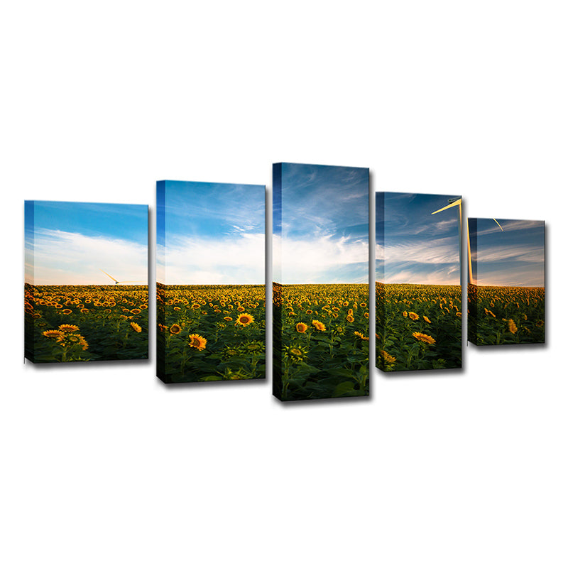 Modernist Sunflower Field Wall Art in Yellow Dining Room Wall Decor, Multi-Piece Clearhalo 'Art Gallery' 'Canvas Art' 'Contemporary Art Gallery' 'Modern' Arts' 1615855