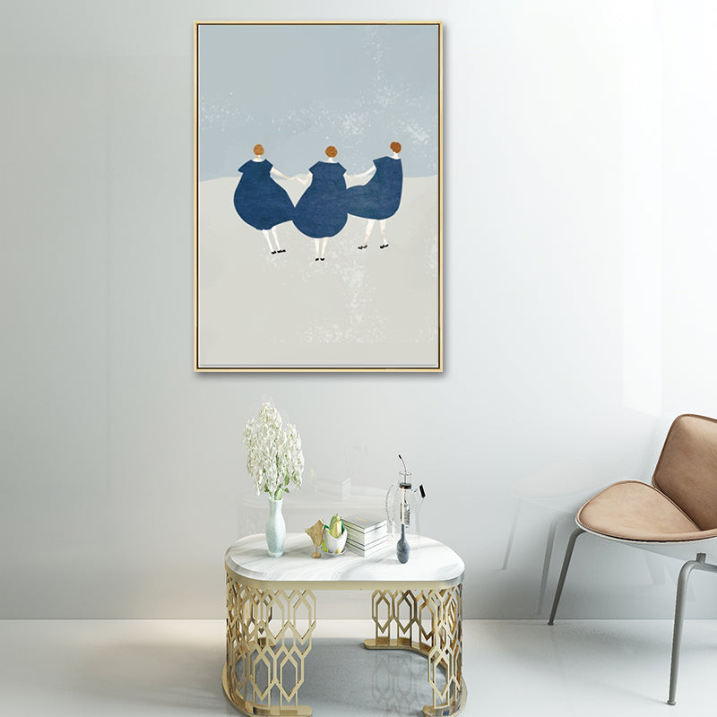 Canvas Texture Painting Nordic Gentleman Holding A Love-Shaped Flower Wall Art Clearhalo 'Arts' 'Canvas Art' 1615861