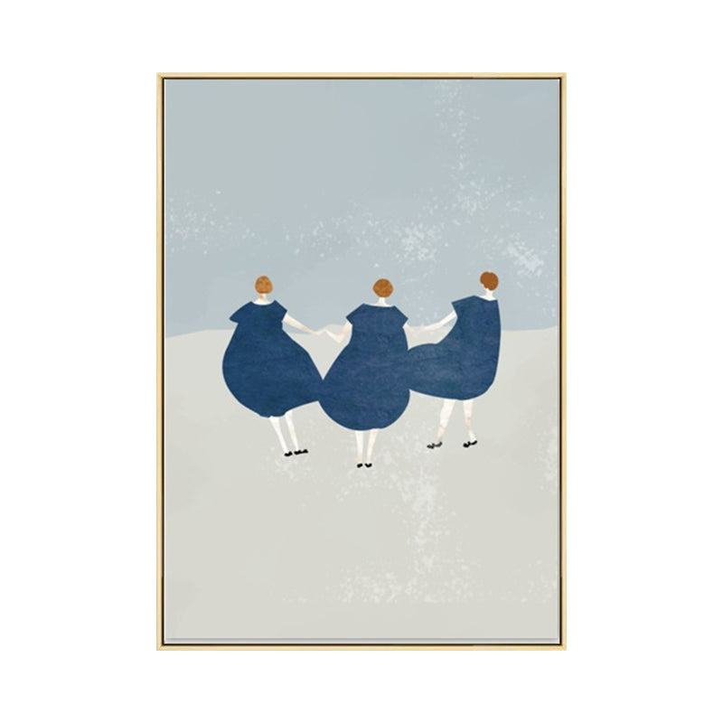 Canvas Texture Painting Nordic Gentleman Holding A Love-Shaped Flower Wall Art Clearhalo 'Arts' 'Canvas Art' 1615862