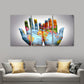 Photography World Map Hands Art Print for Meeting Room, Blue and White, Set of 3 Clearhalo 'Art Gallery' 'Canvas Art' 'Contemporary Art Gallery' 'Modern' Arts' 1615902