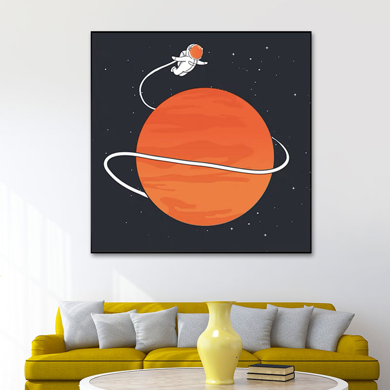 Moon Landing Astronaut Wall Decor Childrens Art Textured Canvas Print for Bedroom Clearhalo 'Art Gallery' 'Canvas Art' 'Kids' Arts' 1615914