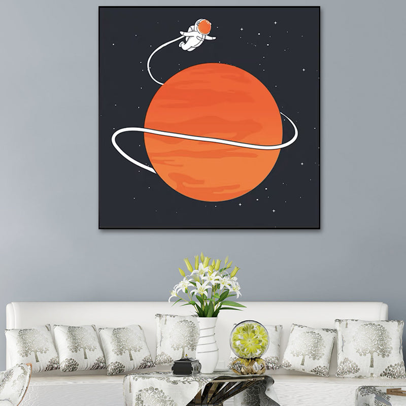 Moon Landing Astronaut Wall Decor Childrens Art Textured Canvas Print for Bedroom Clearhalo 'Art Gallery' 'Canvas Art' 'Kids' Arts' 1615915