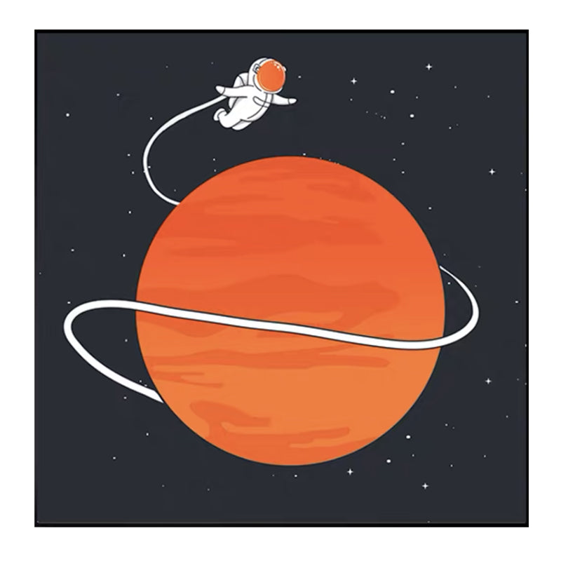 Moon Landing Astronaut Wall Decor Childrens Art Textured Canvas Print for Bedroom Clearhalo 'Art Gallery' 'Canvas Art' 'Kids' Arts' 1615916