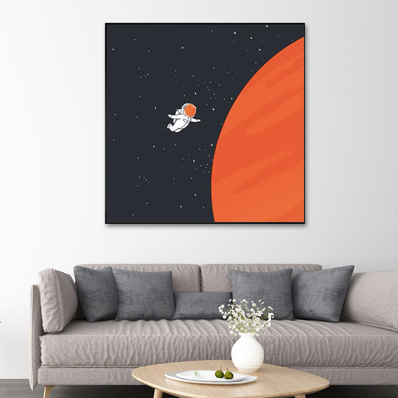 Moon Landing Astronaut Wall Decor Childrens Art Textured Canvas Print for Bedroom Clearhalo 'Art Gallery' 'Canvas Art' 'Kids' Arts' 1615921