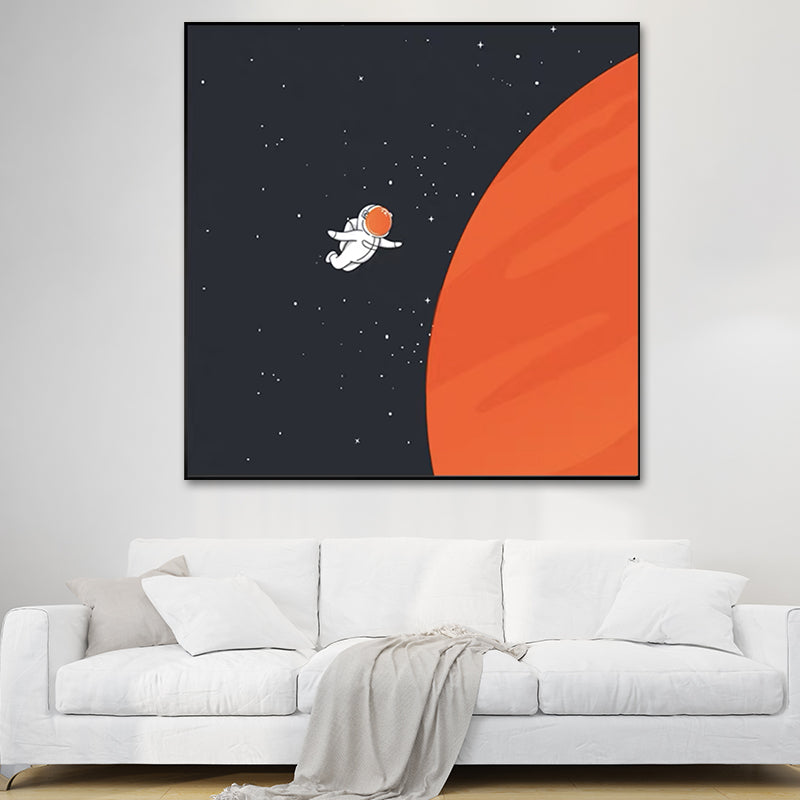 Moon Landing Astronaut Wall Decor Childrens Art Textured Canvas Print for Bedroom Clearhalo 'Art Gallery' 'Canvas Art' 'Kids' Arts' 1615922