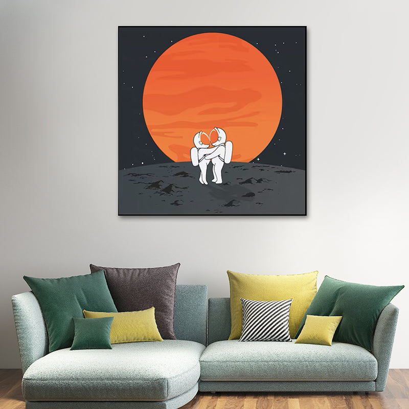 Moon Landing Astronaut Wall Decor Childrens Art Textured Canvas Print for Bedroom Clearhalo 'Art Gallery' 'Canvas Art' 'Kids' Arts' 1615928