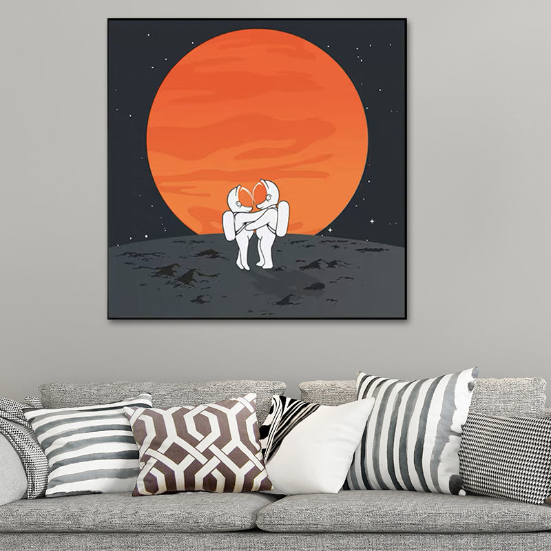 Moon Landing Astronaut Wall Decor Childrens Art Textured Canvas Print for Bedroom Clearhalo 'Art Gallery' 'Canvas Art' 'Kids' Arts' 1615929