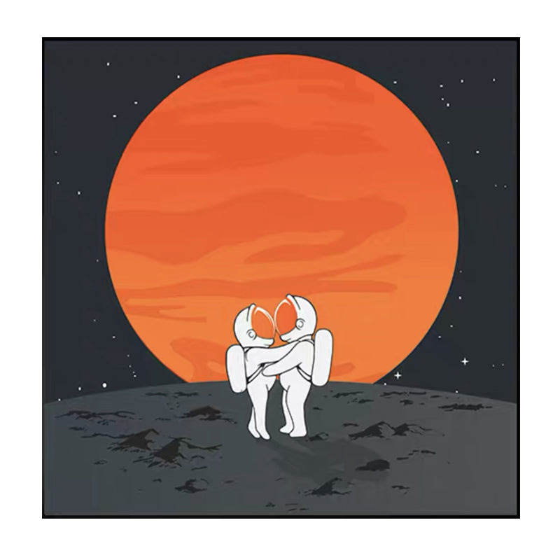 Moon Landing Astronaut Wall Decor Childrens Art Textured Canvas Print for Bedroom Clearhalo 'Art Gallery' 'Canvas Art' 'Kids' Arts' 1615930