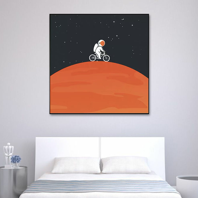 Moon Landing Astronaut Wall Decor Childrens Art Textured Canvas Print for Bedroom Clearhalo 'Art Gallery' 'Canvas Art' 'Kids' Arts' 1615935